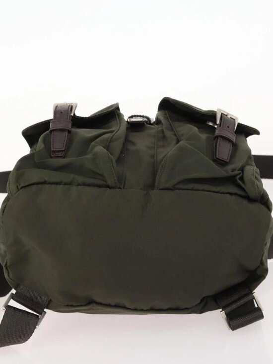PRADA Backpack Nylon Khaki Silver Auth LNZ259 main image 3